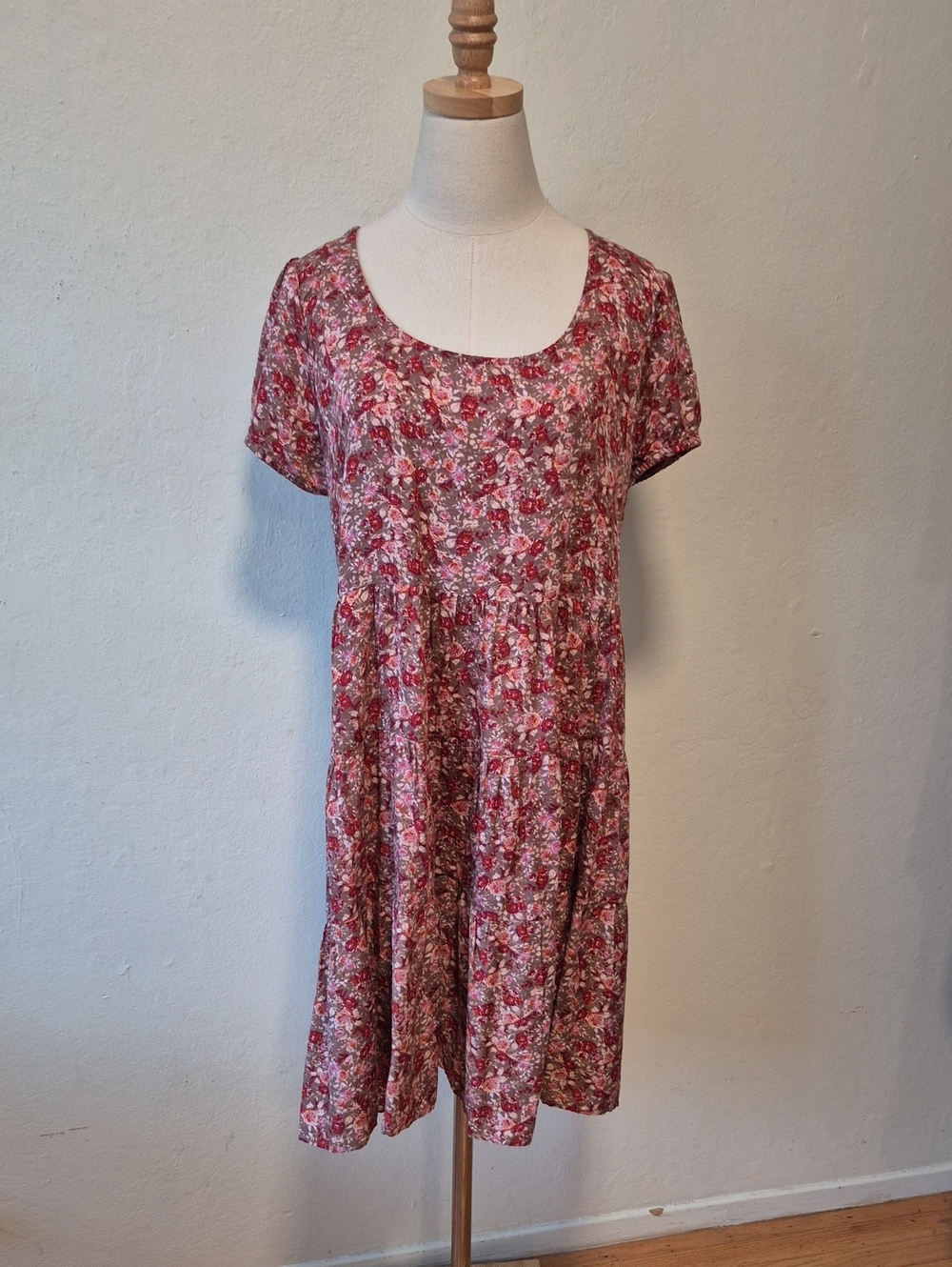 Lucky Brand Women's Short Sleeve Babydoll Dress Sz L